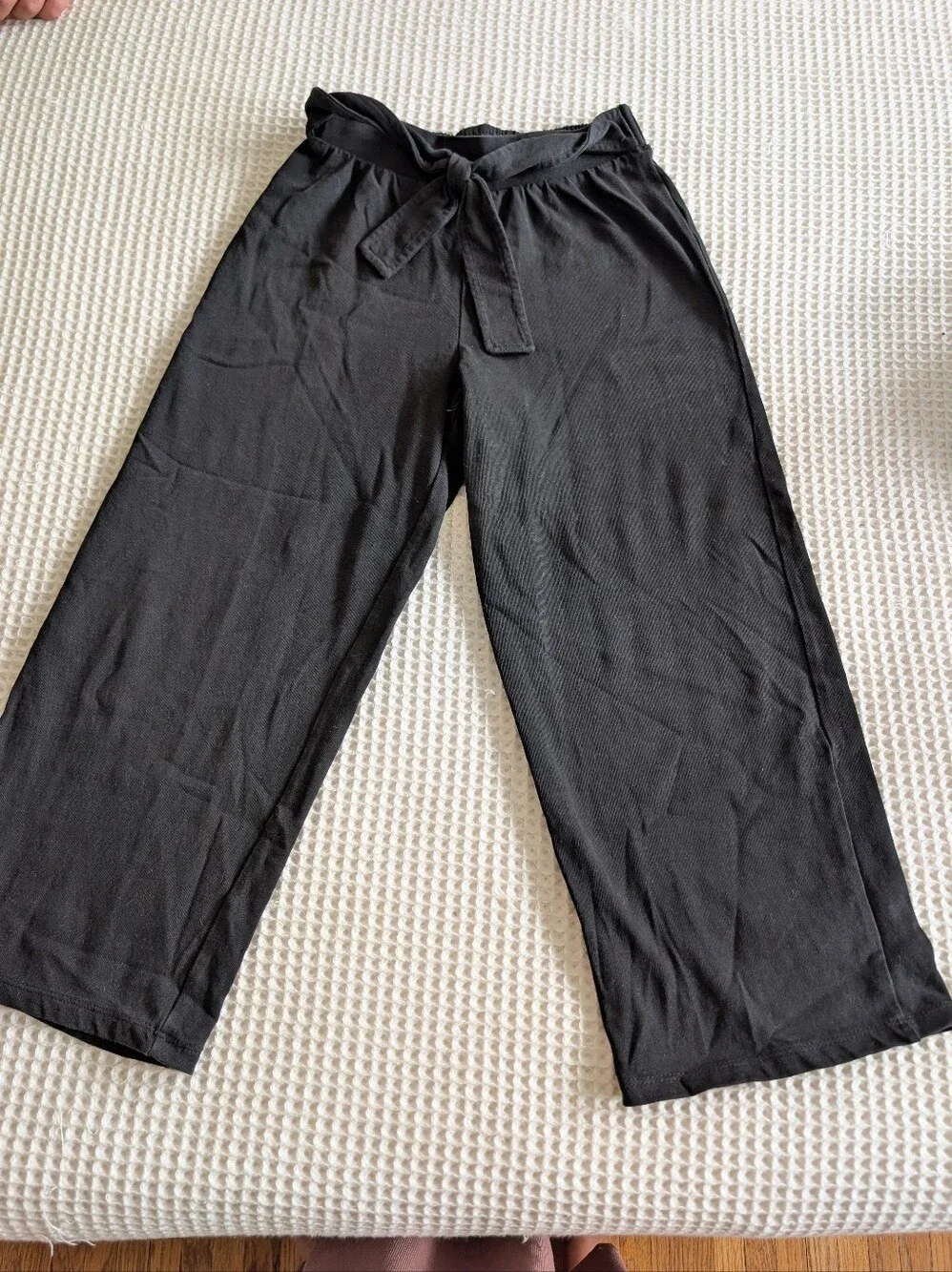 Zara Girls Wide Leg Tie Front Knit Cotton Pants 8